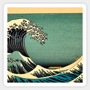 A Magnificent Ukiyo-e Wave Painting Sticker